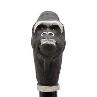 Gorilla enameled brass handle handmade Italian men's rain umbrella canopy
