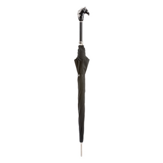 Black horse enameled brass handle handmade Italian luxury men's umbrella canopy