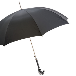 Black horse enameled brass handle handmade Italian luxury men's umbrella side view