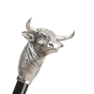 Bull brass handle luxury handmade Italian men's rain umbrella close-up