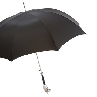 Bull brass handle luxury handmade Italian men's rain umbrella side view