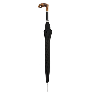 Tiger design wooden handle handmade Italian luxury men's umbrella side view
