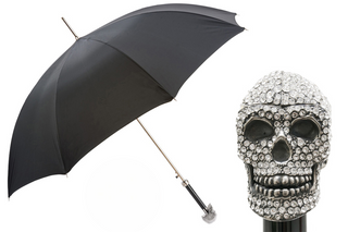 Luxury Swarovski skull handle automatic designer handmade Italian umbrella front view