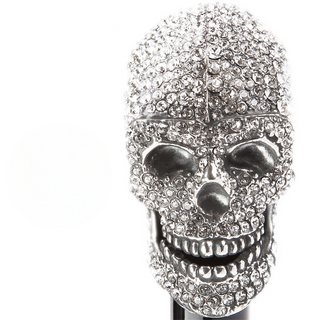 Luxury Swarovski skull handle automatic designer handmade Italian umbrella close-up