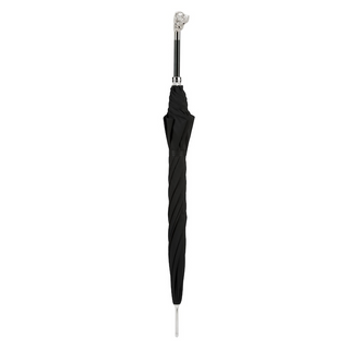Silver mastiff enameled silver plated handle handmade Italian men's umbrella close-up