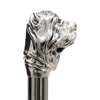 Silver mastiff enameled silver plated handle handmade Italian men's umbrella canopy