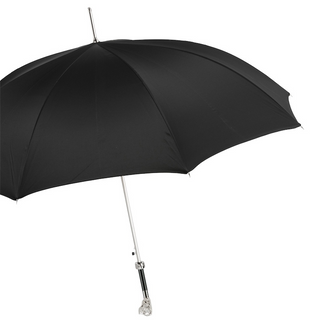 Silver mastiff enameled silver plated handle handmade Italian men's umbrella side view