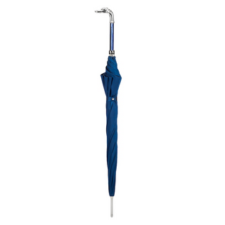 Blue luxury silver greyhound handle handmade Italian men's umbrella close-up