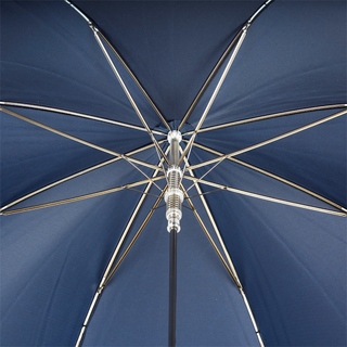Blue luxury silver greyhound handle handmade Italian men's umbrella open