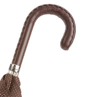Gentleman brown leather handle handmade Italian classic men's umbrella canopy