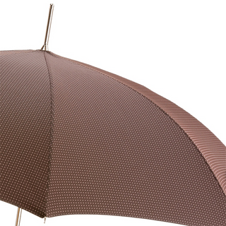 Gentleman brown leather handle handmade Italian classic men's umbrella back view
