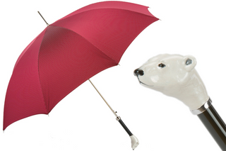 Enameled bear handle luxury handmade Italian men's rain umbrella front view