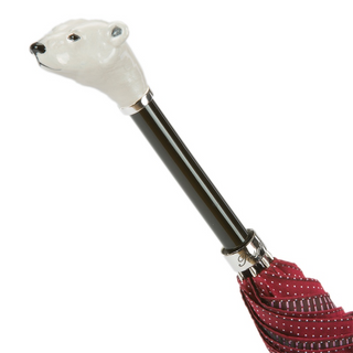 Enameled bear handle luxury handmade Italian men's rain umbrella back view
