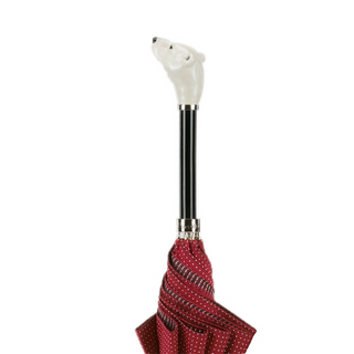 Enameled bear handle luxury handmade Italian men's rain umbrella open