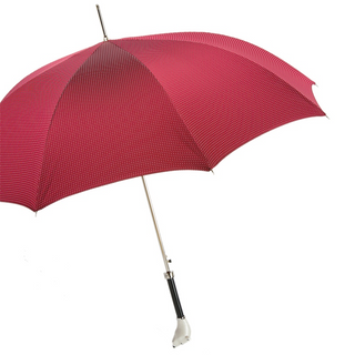 Enameled bear handle luxury handmade Italian men's rain umbrella side view