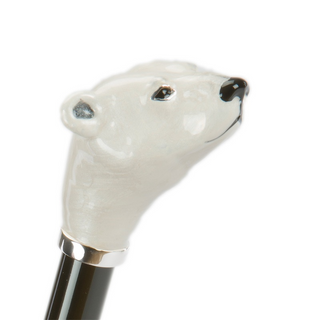 Enameled bear handle luxury handmade Italian men's rain umbrella close-up