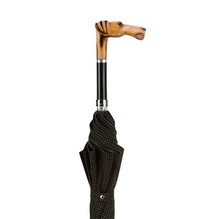 Hand carved Great Dane automatic handmade Italian men's umbrella detail