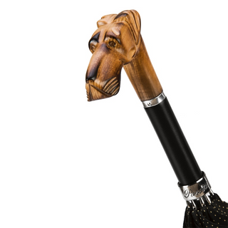 Hand carved Great Dane automatic handmade Italian men's umbrella canopy