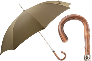 Bespoke gentleman automatic chestnut handle water-repellent Italian umbrella front