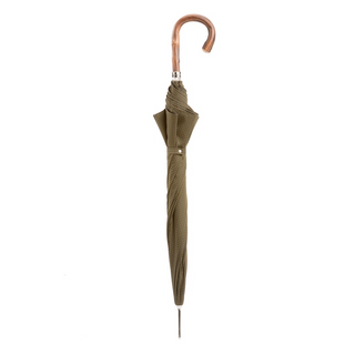 Bespoke gentleman automatic chestnut handle water-repellent Italian umbrella close-up