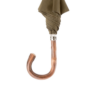 Bespoke gentleman automatic chestnut handle water-repellent Italian umbrella detail