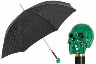 Camouflage green skull handle automatic waterproof handmade Italian men's umbrella front view