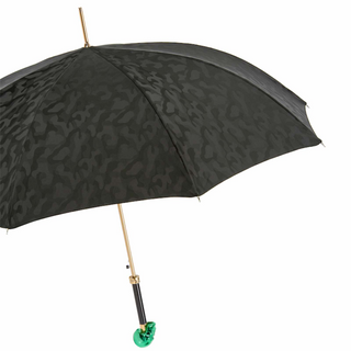 Camouflage green skull handle automatic waterproof handmade Italian men's umbrella side view