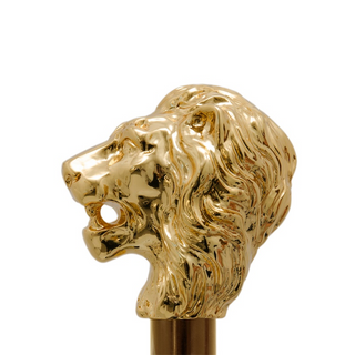 Black luxury gold lion handle automatic handmade Italian men's umbrella angle