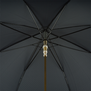 Black luxury gold lion handle automatic handmade Italian men's umbrella top view