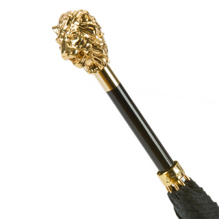 Black luxury gold lion handle automatic handmade Italian men's umbrella open