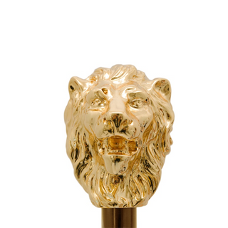 Black luxury gold lion handle automatic handmade Italian men's umbrella back view