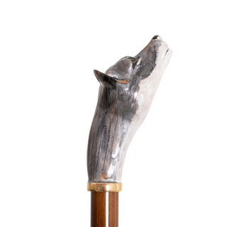 Luxury wolf brass handle automatic handmade Italian men's rain umbrella back view