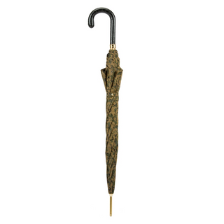 Camouflage automatic leather handle handmade Italian men's umbrella close-up