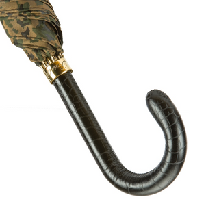 Camouflage automatic leather handle handmade Italian men's umbrella detail
