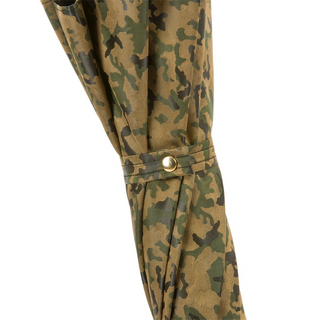 Camouflage automatic leather handle handmade Italian men's umbrella top view