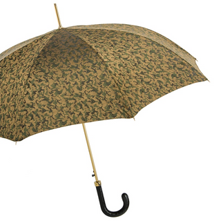 Camouflage automatic leather handle handmade Italian men's umbrella side view