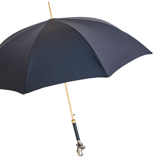 Elephant enameled brass handle automatic handmade Italian men's umbrella side view