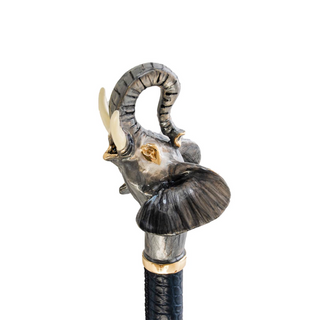 Elephant enameled brass handle automatic handmade Italian men's umbrella detail