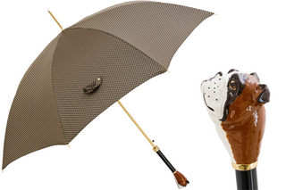 English bulldog luxury designer handle handmade Italian rain shield front view