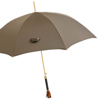 English bulldog luxury designer handle handmade Italian rain shield side view