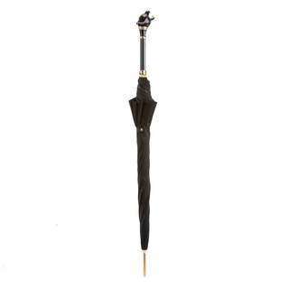 Black panther brass handle automatic handmade Italian men's rain umbrella canopy