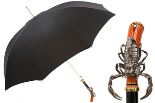 Scorpion Swarovski crystal handle waterproof handmade Italian men's umbrella front view