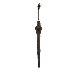 Luxury rottweiler brass handle handmade Italian designer men's umbrella close-up