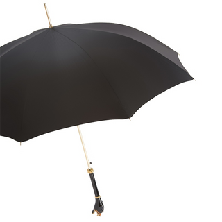 Luxury rottweiler brass handle handmade Italian designer men's umbrella side view