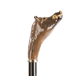 Boar enameled brass handle large canopy handmade Italian men's umbrella detail