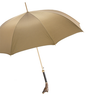 Boar enameled brass handle large canopy handmade Italian men's umbrella side view