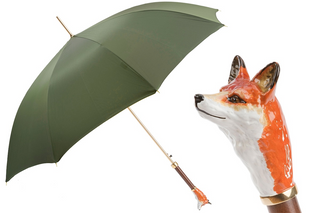 Fox enameled brass handle automatic handmade Italian men's umbrella front view