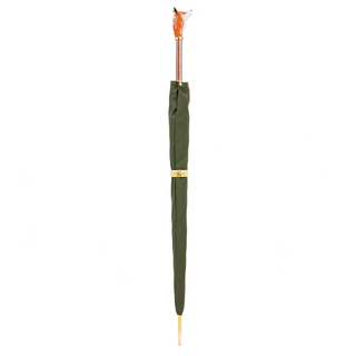 Fox enameled brass handle automatic handmade Italian men's umbrella canopy
