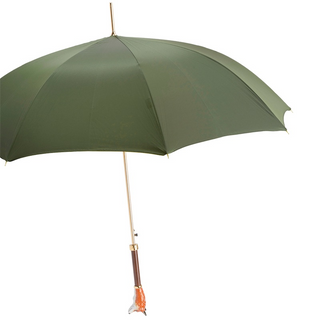 Fox enameled brass handle automatic handmade Italian men's umbrella side view
