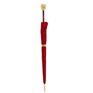 Luxury red gold lion handle automatic handmade Italian craft umbrella canopy